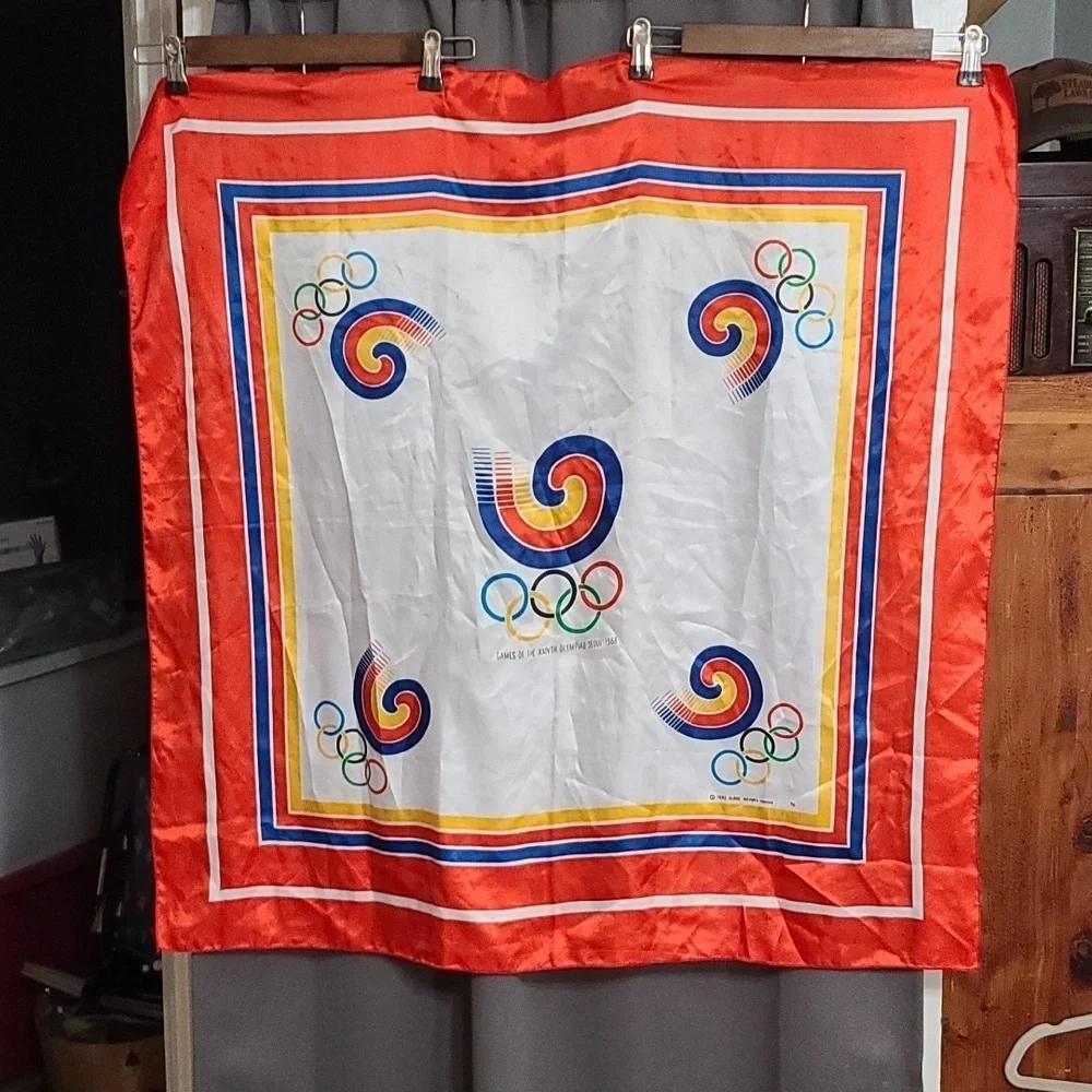 VTG Olympics Seoul Korea 1988 XXIVth‎ Silky Scarf Womens 35x35